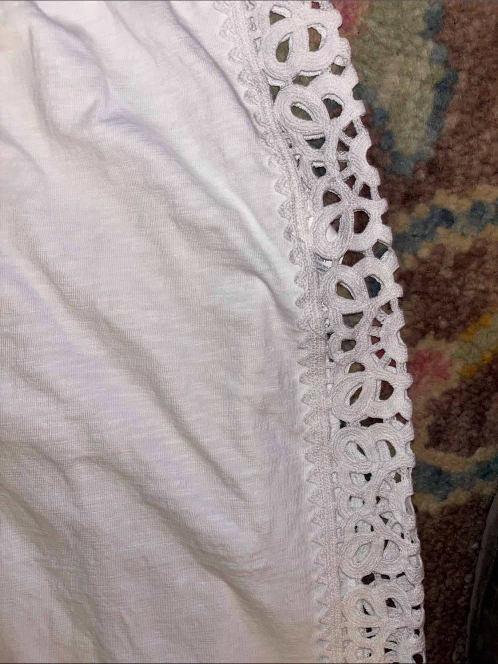 ASOS wide leg trousers co-ord with crochet insert in cream - Picture 3 of 3